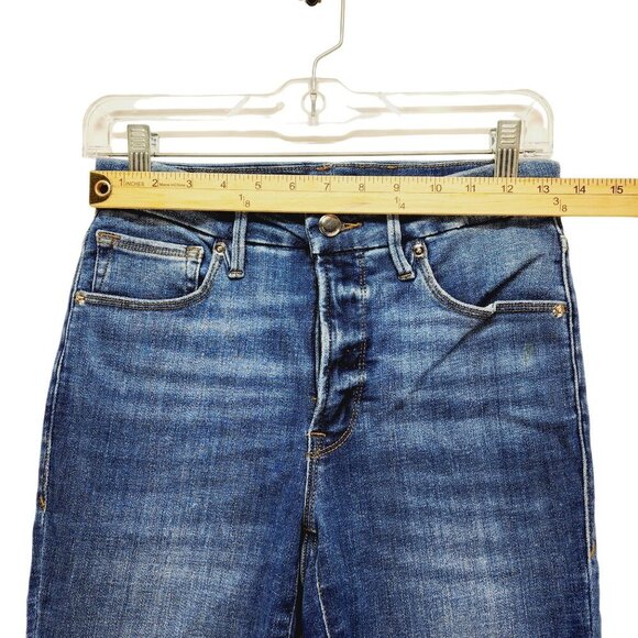 Good American Womens Distressed Skinny Jeans 4/27 Blue Denim - Picture 4 of 12